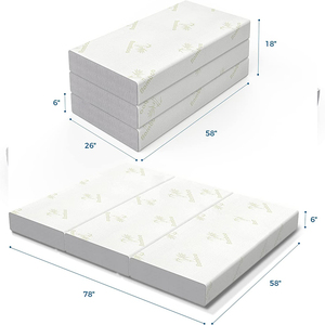Gấ<span class=keywords><strong>p</strong></span> Nệm Bộ Nhớ Bọt Tri-Gấ<span class=keywords><strong>p</strong></span> Nệm Với Siêu Mềm Tre Bìa Non-Slip Dưới Thoáng Khí Lưới Bên Nữ Hoàng 6-Inch - Product Image 1
