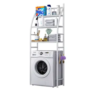 Personnalisé 4 niveau gain de place en plastique salle de bains étagère de rangement support de machine à laver