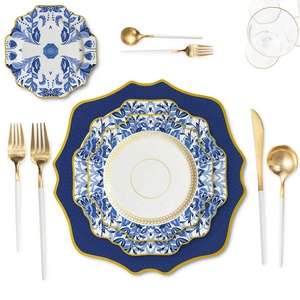 Bone China Animal Pattern High Grade Wedding Charger Plate <b>Sets</b> Ceramic Dinnerware Blue and <b>White</b> Porcelain - Product Image 4