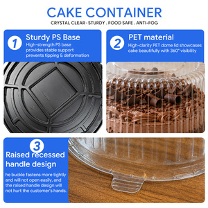 Caja de Embalaje Redonda Transparente para Pasteles, Económica y al por Mayor, con Base Rígida de PS y Tapa de PET en Forma de Domo, para Pastelerías y Tiendas de Dulces - Product Image 3