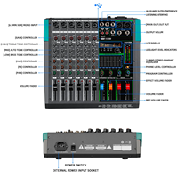 Console de mixage audio USB 6 canaux AT6, contrôleur numérique avec effets DSP pour DJ, scène, diffusion en direct, enregistrement en studio