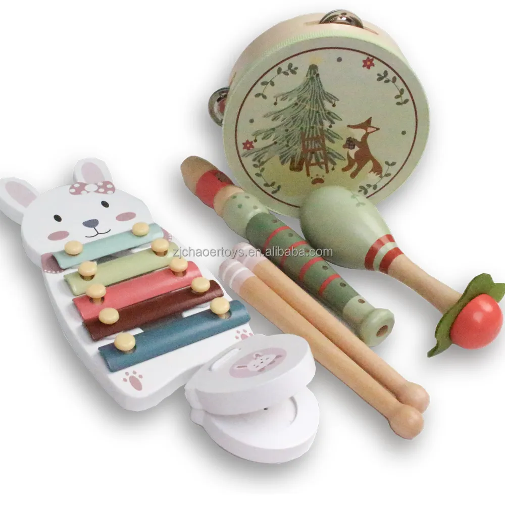 幼稚園の打楽器セット-早期教育、ハロウィーン、クリスマス、感謝祭のギフトのための木製Orff音楽玩具