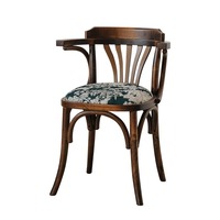 Chaise de salle à manger vintage nostalgique en bois de hêtre avec dossier antique et accoudoirs verts pour restaurant et usage domestique
