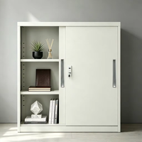 Bureau en acier 2 porte en verre demi-hauteur de rangement de bureau en métal petit classeur