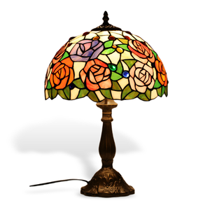 Lámpara de mesa LED estilo <span class=keywords><strong>Tiffany</strong></span> de Diseño Europeo con pantalla de cúpula de vidrieras DC Power para dormitorio y sala de estar - Product Image 4