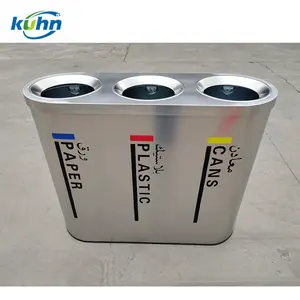 High Quality Customized Indoor 3 Compartment Recycling Stainless Steel Waste Bins