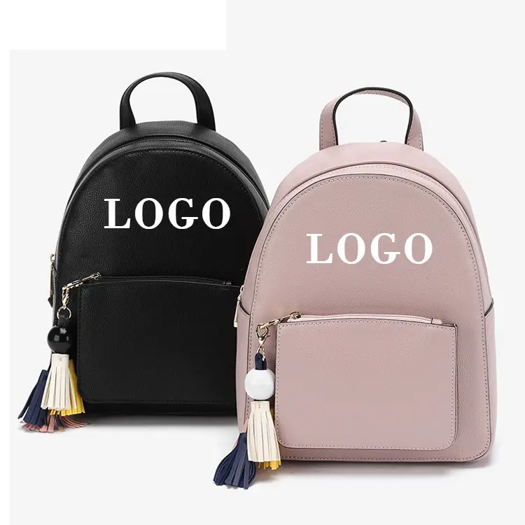 custom private label pu vegan leather tassel back pack women classic backpack for ladies