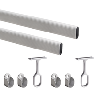Emuca Juego de 2 barras para armario de aluminio anodizado mate y Zamak de 1,15 m de largo con soportes y herrajes 7070262 España