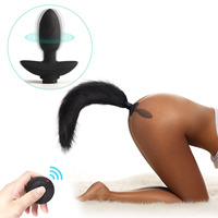 Jouet sexuel très vendu, simulation de queue de renard, plug anal vibrant, télécommande sans fil, 12 fréquences, plug anal en silicone pour femmes, 100%