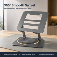 Support d'ordinateur portable ergonomique en aluminium pliable et rotatif à 360 degrés, réglable en hauteur, pour la maison, le bureau et les postes de travail