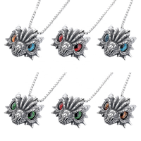 Bague Dragon Tendance Rétro, Anneau Ouvert Ajustable, Collier Pendentif Œil de Dragon pour Femmes, Filles et Hommes, Bijoux en Acier Inoxydable