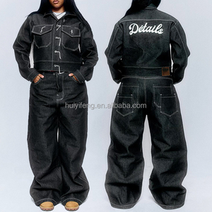 Completi <span class=keywords><strong>di</strong></span> Fabbrica con Giacche <span class=keywords><strong>di</strong></span> <span class=keywords><strong>Jeans</strong></span> Ricamate e Pantaloni in Denim Unisex <span class=keywords><strong>Oversize</strong></span> Pesanti Set in Denim Personalizzato da Uomo - Product Image 4