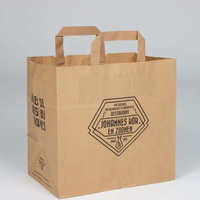 Vente en gros de logo personnalisé emballage en papier kraft écologique pour restaurant sac d'emballage jetable pour livraison de restauration rapide sac à emporter
