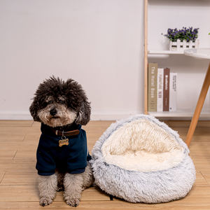 Cama de felpa suave y cálida para gato, con cubierta, fabricante al por mayor - Product Image 2