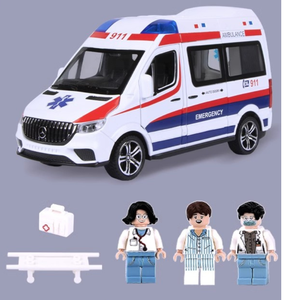 Ambulancia Eléctrica de Simulación Unisex 1/24, Bloques de Construcción Metálicos, Figura de Aleación Fundida a Presión, Juguete de Coche para Niños con Puertas que se Abren, Efectos de Luz y Sonido - Product Image 3