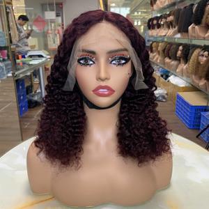 Perruques en cheveux humains pour femmes, vente en gros, prix d'usine, SDD 14 pouces # Perruque frontale 99J Burmese Curl 13*4 - Product Image 1