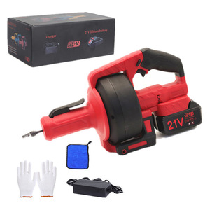 21V Red High Power Drain Cleaner With Battery And Charger For Home Pipe Clog Removal - Product Image 1