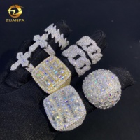 Collection de Bagues Homme Style Hip Hop de Luxe Personnalisées Serties de Moissanite VVS en Argent 925, Diamant Moissanite et Maillons Cubains