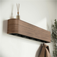 Porte-manteau mural avec 9 crochets - Porte-manteau au design moderne avec crochets muraux cachés - Porte-manteau en placage de bois, noyer