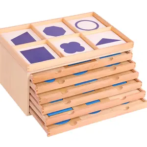 HOYE CRAFT Montessori Set Bahan Pendidikan Kayu Mainan Geometris Gambar Kabinet Panel