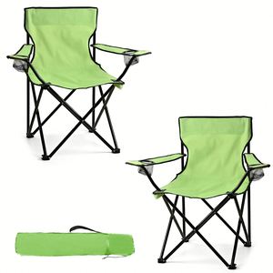 Chaise de pêche pliable portable et légère, chaise de camping avec accoudoirs et dossier, siège d'extérieur pour la plage - Product Image 1