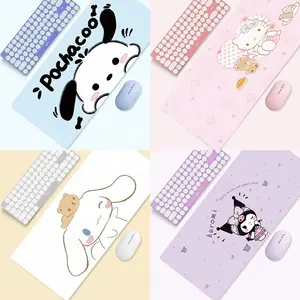 Sanrios tapis de bureau grande taille KT chat Melody Kuromi Cinnamoroll tapis de souris d'ordinateur antidérapant tapis de jeu accessoires pour PC