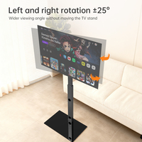 Soporte de TV LED para Piso Personalizado Khcoohoo, de 32-55 Pulgadas, Rotación de 90 Grados, Inclinación de 25 Grados, Base de Vidrio y Acero, con Certificación CE y Gestión de Cables