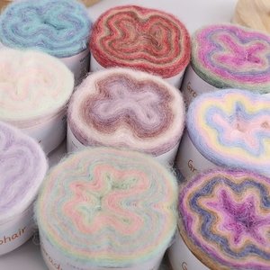 Dimuni progressif <span class=keywords><strong>soie</strong></span> arc-en-ciel hiver Cardigan tricot <span class=keywords><strong>Mohair</strong></span> fil mélangé gâteau Crochet fil à tricoter fil fantaisie - Product Image 2