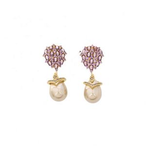 Boucles d'oreilles clous en laiton zircon et perles d'imitation goutte d'eau, style luxe léger, plaqué or, géométriques, tendance rétro française, mignonnes, pour femme, pour soirée - Product Image 6