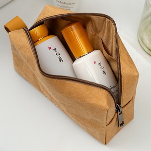 Washable Kraft <b>Paper</b> Makeup <b>Bag</b> Waterproof Eco Friendly Portable Travel Toiletry Cosmetic Storage Pouch for Skincare Shampoo - Product Image 6
