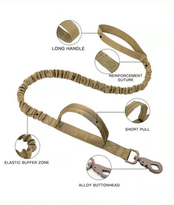 Collier tactique pour chien en nylon épais et robuste, réglable, extra large, rembourré, jaune, avec poignée et laisse - Product Image 2