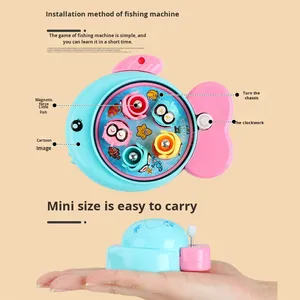Portable <b>Plastic</b> Clockwork Fishing Toy Board Game with Fish <b>Rod</b> for Kids-Interactive Relaxing Game - Product Image 2