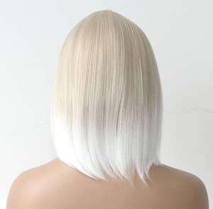 Blanc cendré 60 # blond platine court Bob perruques de cheveux humains pre-plucked avec HD Transparent full lace wig - Product Image 2