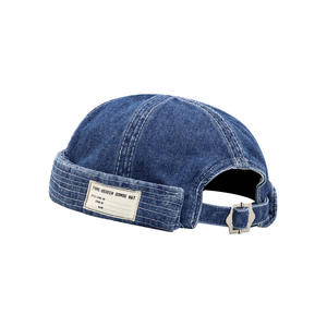 Casquette de marin américaine rétro tendance en coton denim pour homme et femme, style japonais artistique, avec étiquette en tissu - Product Image 1