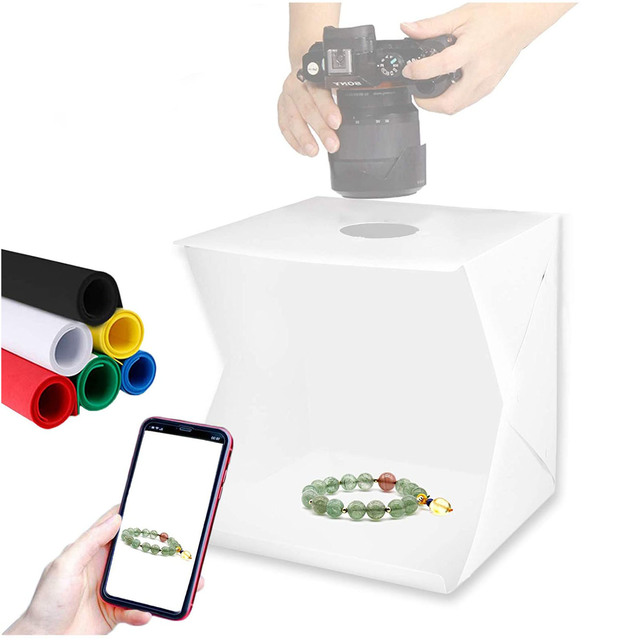 YEAH Bi-Color Dimmable 20cm 6 Backdrops 144 LED Photo Shooting Photo Lighting Tent Kit Portable Folding Studio Box