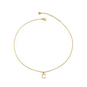 Pendant Necklace 316L Stainless Steel PVD Gold Plating Sustainable Resistant Letter C Charm Fine Jewelry - Product Image 1