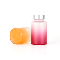 Bouteille en verre dépoli dégradé avec bouchon en aluminium, couleur personnalisée, pour pilules, suppléments, crème solaire, capsules