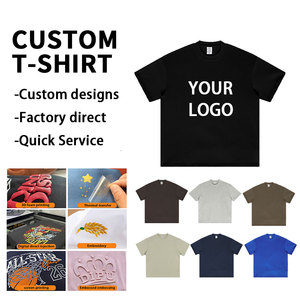 T-shirt graphique streetwear en gros, couleur unie 305GSM 100% coton unisexe, t-shirt lourd de haute qualité - Product Image 1