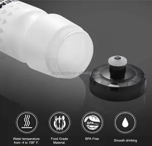 BPA içermeyen 750ml plastik bisiklet spor şişesi spor salonu açık spor ve koşu su içme şişesi için sıkılabilir tasarım