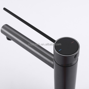 <span class=keywords><strong>Robinet</strong></span> de lavabo rond en laiton YINGJIE WaterMark, monotrou, noir mat, haut, pour salle de bain - Product Image 2