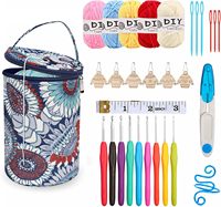 Kit de crochet de 113 pièces avec fil et sac de rangement, ensemble de crochet ergonomique pour débutants, fournitures de tricot DIY
