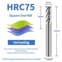 Fraise à queue carrée en carbure monobloc HANDERK OEM, 4 dents, HRC75, pour usinage CNC haute vitesse, ODM