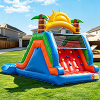 Parc aquatique gonflable extérieur à double piste avec grande piscine à éclaboussures et structure d'escalade pour jardin, fêtes et locations