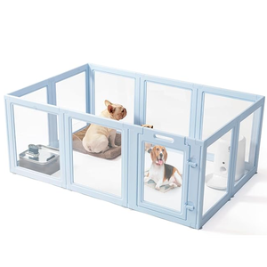 Kandang anjing lipat pagar anjing peliharaan Playpen tanpa alat pena kandang anjing bening cocok untuk anjing kecil dan sedang pena hewan peliharaan dalam ruangan - Product Image 1