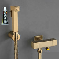 Ensemble de pulvérisateur mural pour bidet de salle de bain moderne en acier inoxydable doré brossé, écologique et facile à installer