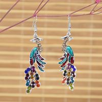 Boucles d'oreilles paon 12 couleurs pour femmes, pendantes bohèmes avec crochet, hypoallergéniques, style vintage, pour fêtes et occasions spéciales