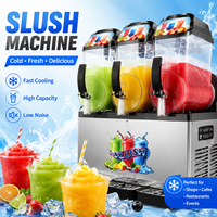 Machine à glace pilée et smoothies, double cylindre avec lampe sept couleurs, en acier inoxydable, capacité 24L