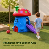 Nouvelle maisonnette de jeu en plastique en forme de champignon pour enfants, toboggan de maternelle, maisonnette pour enfants, jouet de terrain de jeu fabriqué en Chine continentale