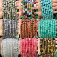 Perles en pierre naturelle de 10x14mm, perles cylindriques de couleurs mélangées, perles en vrac pour la fabrication de bijoux DIY, bracelet, collier, vente en gros