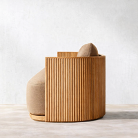 Ensemble de canapés de jardin de luxe, canapés modernes d'extérieur pour hôtel, canapé en bois en forme de L, meubles de patio en teck, ensemble de meubles d'extérieur imperméables